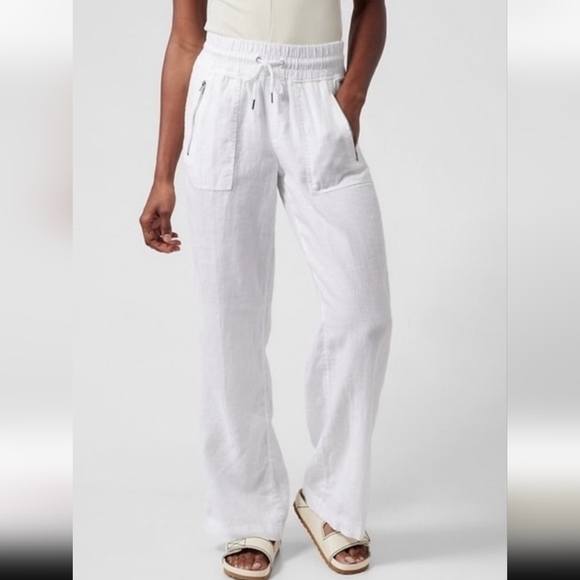 Athleta Pants - Athleta White Linen Wide Leg Pants